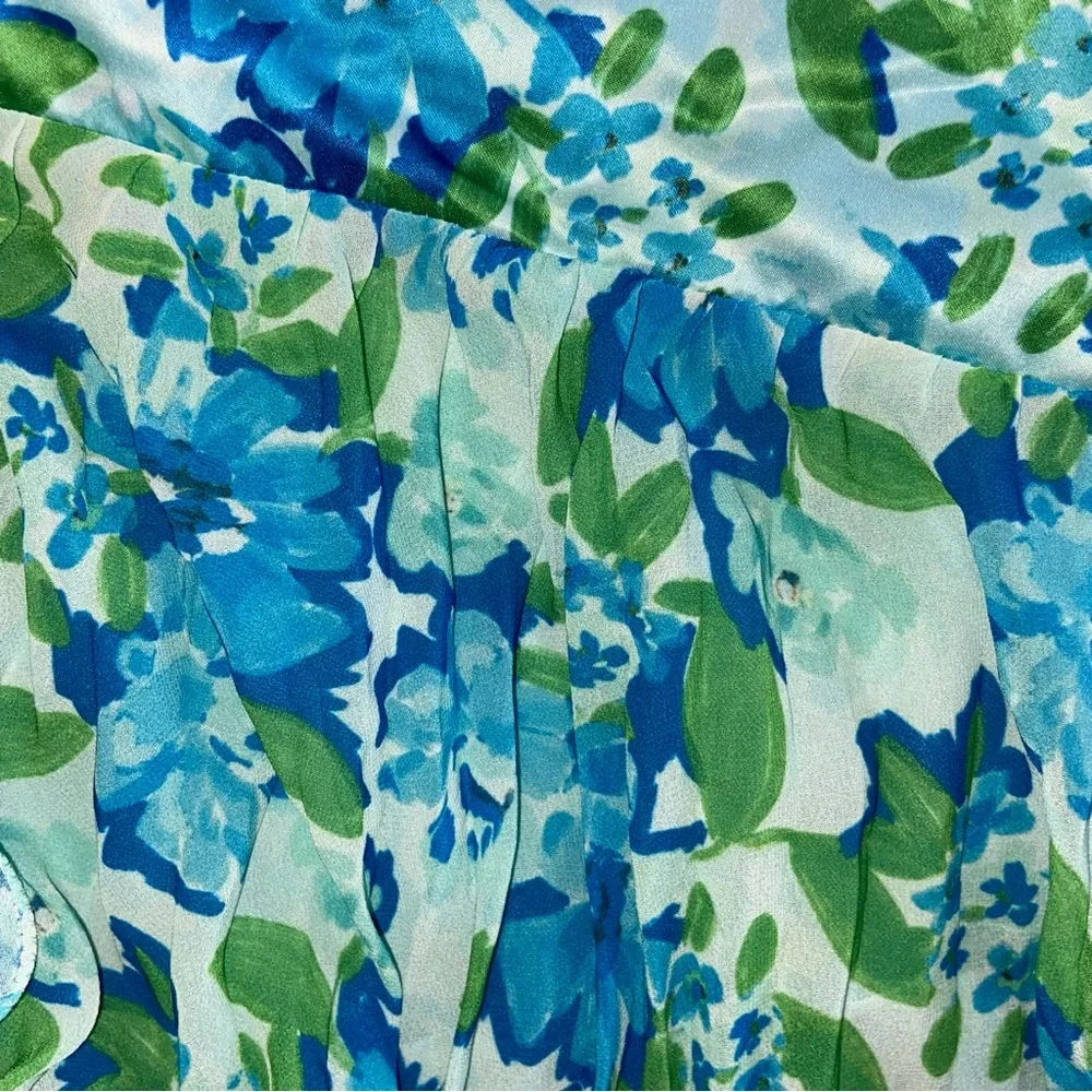 Amur Dress Womens Size 6 Pia Garden Blues Floral Pleated Tiered Midi Cottage - Picture 9 of 16